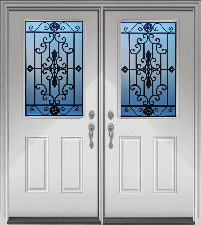 Prehung Double Entry Door System White Prefinished Steel Insulated